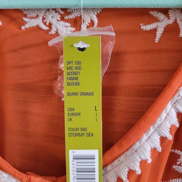 Gianni Bini blouse mid Sleeve Women's large 🔸️/ white embroidery NWT - Picture 3 of 7